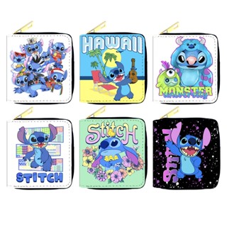 กระเป๋าสตางค์ CWC หนัง PU แต่งซิป ลายการ์ตูน Stitch น่ารัก อเนกประสงค์ สําหรับผู้หญิง และนักเรียน