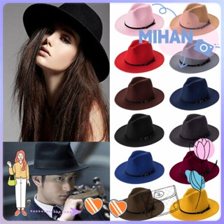 Mh Felt Fedora หมวกปีกกว้าง หมวกแจ๊ส ปานามา พร้อมหัวเข็มขัด สําหรับผู้ชาย และผู้หญิง