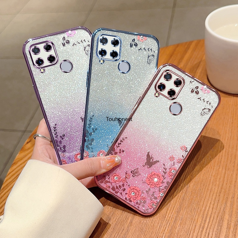 เคส For Realme C15 เคส Realme C12 เคส Realme C21Y C25Y Casing Realme C25 C25S Case Realme 9 Pro Plus Case Realme V25 Case Realme Narzo 20 Narzo 30A Case TPU Luxury Romance Flower Butterfly Silicone Phone Case Cassing Cases Cover OU โทรศัพท์มือถือซิลิโคน