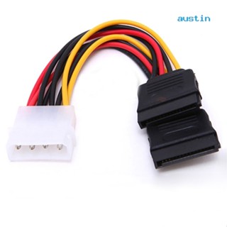 [AY] สายเคเบิลอะแดปเตอร์ฮาร์ดไดรฟ์ 4 Pin IDE Molex เป็น 15 Pin 2 Serial SATA