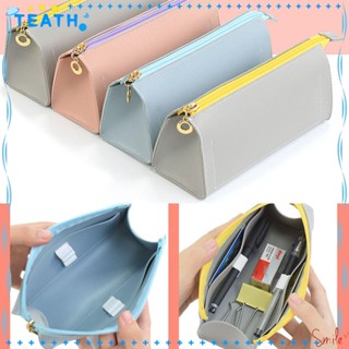Teath กระเป๋าเก็บแปรงแต่งหน้า หนัง Pu แบบพกพา สําหรับนักเรียน