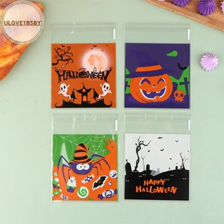 Ulove1bsby ถุงพลาสติกใส่ขนมคุกกี้ บิสกิต ขนมขบเคี้ยว ลาย Happy Halloween 100 ชิ้น TH