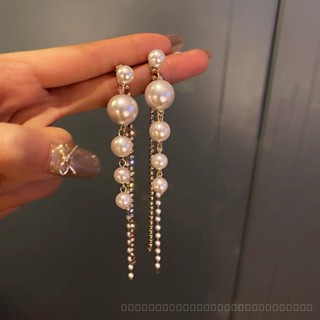 0830YWTS Long Fringed Pearl Earrings New Trendy Dignified Goddess Sense Elegant Earrings Fashion Earrings for Women SKNJ