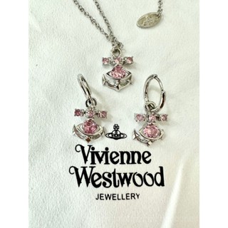 0830YWTS Queen Mother Weiweian New Boat Anchor Pink Diamond-Studded Necklace Minority Fashion Versatile Earrings Female Accessories S0RN