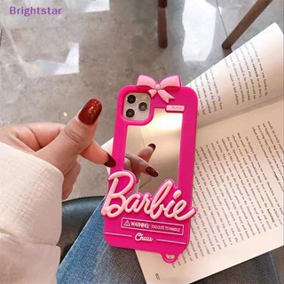 Brightstar เคสโทรศัพท์มือถือซิลิโคน ลายการ์ตูนบาร์บี้ พร้อมกระจก สําหรับ Apple 12 13 14 Mini Promax Plus