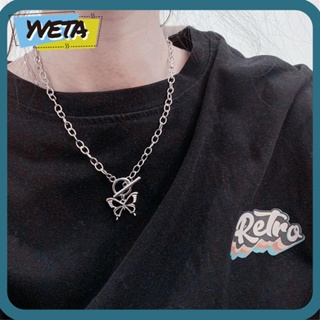 Yveta สร้อยคอโซ่สเตนเลส จี้ผีเสื้อ สไตล์โกธิคร็อค โบโฮ เครื่องประดับ