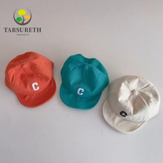 Tarsureth หมวกเบสบอล ผ้าฝ้าย แบบนิ่ม ปรับขนาดได้ ลายตัวอักษร C สไตล์เกาหลี สําหรับเด็ก