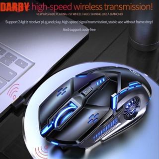 Darby เมาส์ออปติคอลไร้สาย 2.4GHz มีไฟแบ็คไลท์ LED USB เสียงเงียบ สีสันสดใส