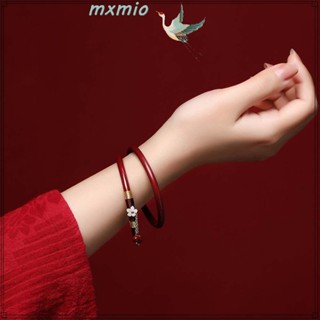 Mxmio เวอร์มิเลียน สีแดง กําไลข้อมือ อินเทรนด์ หรูหรา ดอกไม้ สไตล์ประจําชาติ ของขวัญปี คนคลอด เครื่องประดับ เพื่อน ของขวัญ ผู้หญิง กําไลข้อมือ