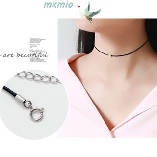 Mxmio สร้อยคอหนัง กํามะหยี่ ชุบเงิน สีดํา สไตล์พังก์ ฮาราจูกุ