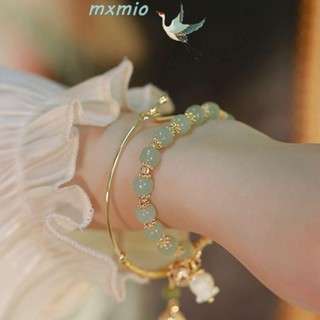 Mxmio สร้อยข้อมือโซ่ จี้ดอกบัวนําโชค สีทอง แฮนด์เมด สําหรับผู้หญิง