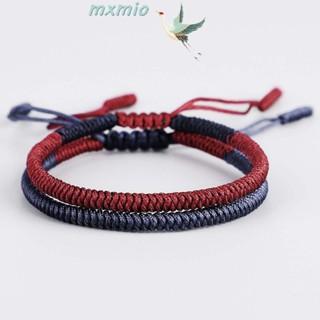 Mxmio สร้อยข้อมือเชือกถัก ปรับได้ ของขวัญ สําหรับคนรัก มิตรภาพ สีกรมท่า พระพุทธรูป สีแดงเลือดหมู ด้ายผูกปม เครื่องประดับ