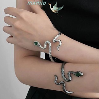 Mxmio กําไลข้อมือ เปิด สีเขียว งู พังก์ เครื่องประดับ ของขวัญ ปรับได้ สไตล์เกาหลี สําหรับผู้หญิง