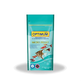 Optimum Micro pellet อาหารสำหรับปลาหางนกยูง นีออน  50g.