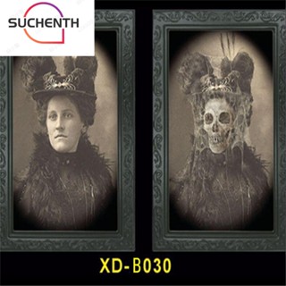 Suchenth สติกเกอร์ตกแต่งปาร์ตี้ฮาโลวีน รูปใบหน้า เปลี่ยนสีได้ น่ากลัว