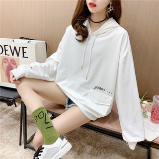 996# womens hooded sweatshirt Spring and Autumn Thin Long Sleeve Simple Jacket Loose Pullover Big Pocket Hoodie