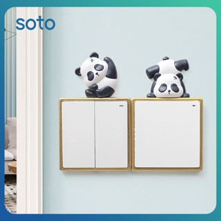 ♫ Panda Switch สติ๊กเกอร์ติดผนัง 3d สเตอริโอซ็อกเก็ตตกแต่งสติกเกอร์กันน้ำซ็อกเก็ตน่าเกลียดอุปกรณ์ตกแต่งบ้าน