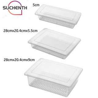 Suchenth กล่องเก็บของ ระบายน้ํา ใส ตู้เย็น ซีล อุปกรณ์ครัว ภาชนะระบายน้ํา