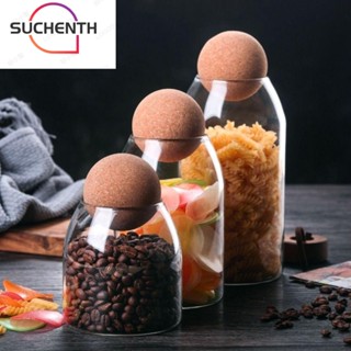 Suchenth โหลแก้วเก็บอาหาร ชา กาแฟ น้ําตาล พร้อมจุกปิด