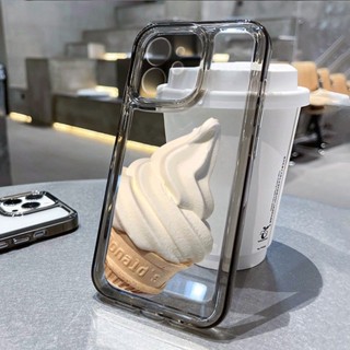 ไอศครีมแสนอร่อย เคสใส เคสไอโฟน Compatible for iPhone 11 13 14 12 Pro Max XR 7 8 SE Plus X XS Max 2020 2022 TPU