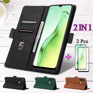 2 IN 1 สําหรับ OPPO A8 OPPO A31 2020 เคสโทรศัพท์ ฝาพับ หนัง พร้อมตัวป้องกัน หน้าจอโค้ง ฟิล์มเซรามิก