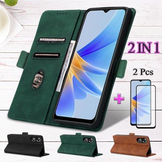 2 IN 1 เคสหนัง เซรามิค สองชิ้น สําหรับ OPPO A17