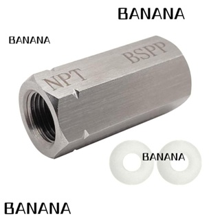 Banana1 อะแดปเตอร์ข้อต่อ สเตนเลส 1/8 BSPP ตัวเมีย สีเงิน 1/8 NPT ตัวเมีย