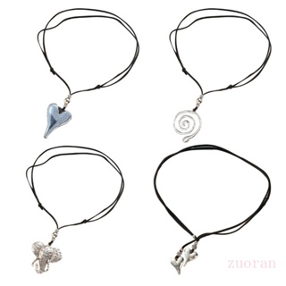 Zuo Goth กํามะหยี่ เชือก Vortex ความรัก จี้สร้อยคอโชคเกอร์ สําหรับผู้หญิง เครื่องประดับหรูหรา