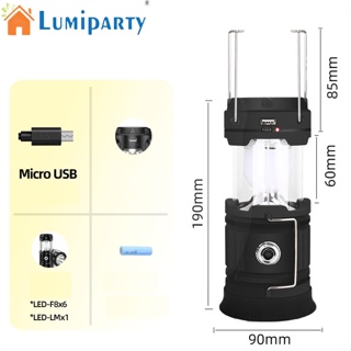 Lumiparty ไฟฉายฉุกเฉิน พลังงานแสงอาทิตย์ แบบพกพา ชาร์จ Usb อเนกประสงค์ สําหรับตั้งแคมป์กลางแจ้ง