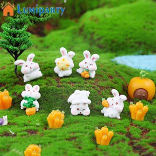 Lumiparty ฟิกเกอร์กระต่ายน่ารัก 6 ชิ้น สําหรับตกแต่งบ้าน Diy