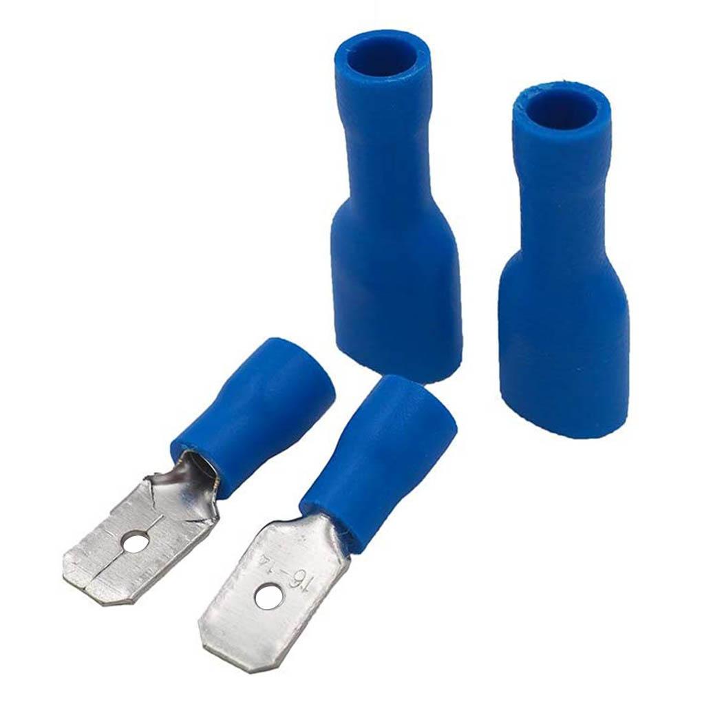 100 ชิ้นแถบรูปฉนวน Crimp Terminals Blue Connector Connector Connector Connectors Cable Spade ชุด But