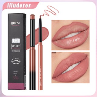 Qibest ลิปสติกดินสอเขียนขอบปาก Matte Non-fading Non-blooming ทนทานกันน้ำ Nude Lip Liner แต่งหน้า HO