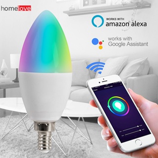 Tuya Zigbee 3.0 สมาร์ทหลอดไฟ RGBCW 5 W LED สมาร์ทหลอดไฟควบคุมเสียงทำงานร่วมกับ Alexa Google Home LED หลอดไฟ homelove