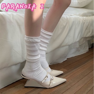 Paranoia I ใหม่ รองเท้าส้นสูง หัวเข็มขัดคู่ หัวแหลม สามเหลี่ยม สไตล์เรโทร สําหรับผู้หญิง