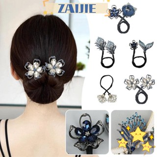 Zaijie24 เครื่องทําขนมปัง กิ๊บติดผม รูปหางปลาวาฬ ประดับพลอยเทียม สําหรับผู้หญิง