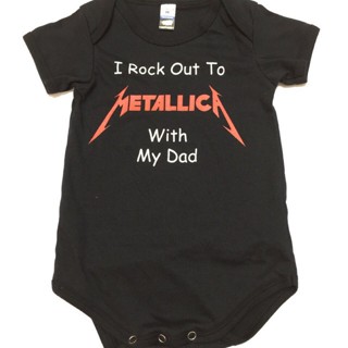 ชุดรอมเปอร์ จัมพ์สูท ลาย METALLICA BAND I ROCK OUT TO METALLICA พร้อมเสื้อแขนสั้น สําหรับเด็ก