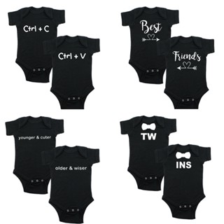 Twin Baby Onesies Two Piece Ctrl + V Ctrl + C Copy and Paste ชุดบอดี้สูท แขนสั้น สําหรับเด็กทารก ของขวัญอาบน้ํา สําหรับเขา