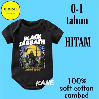 Hitam ชุดจั๊มสูทรอมเปอร์ ลายโลโก้ร็อค สีดํา สําหรับเด็กทารก อายุ 0 1 2 3 4 5 6 7 8 9 10 11 12 เดือน ถึง 1 ปี