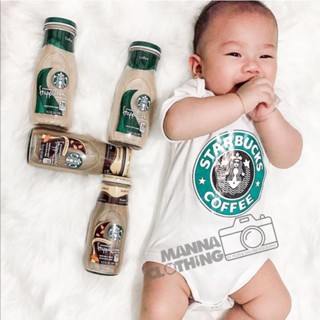 ชุดจั๊มสูทรอมเปอร์ ผ้าฝ้าย ลาย Starbucks สีพื้น สําหรับเด็กทารกแรกเกิดผู้ชาย และเด็กผู้หญิง 1 ชิ้น