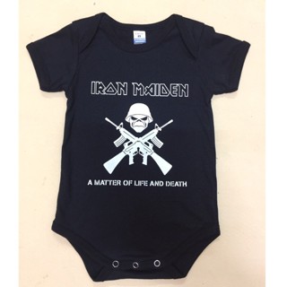 ชุดรอมเปอร์ เสื้อผ้าเด็กทารกแรกเกิด ลาย IRON MAIDEN BAND A MATTER OF LIFE AND DEATH BABY SIE