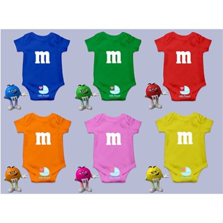 ชุดรอมเปอร์ ลาย M &amp; Ms baby milestone onesie สําหรับเด็ก