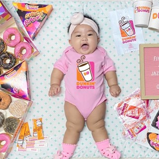 Haginbaby ชุดรอมเปอร์ธีมอาหาร DUNKIN D0NUT Baby ONESIE สําหรับเด็กทารก