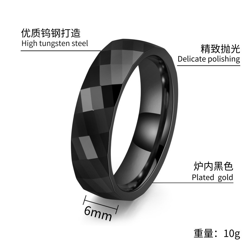 แบรนด์ใหม่ แหวนสเตนเลส ไทเทเนียม ลายสี่เหลี่ยมขนมเปียกปูน สไตล์เรโทร สําหรับผู้ชาย และผู้หญิง 6 มม. - รูปที่ 3