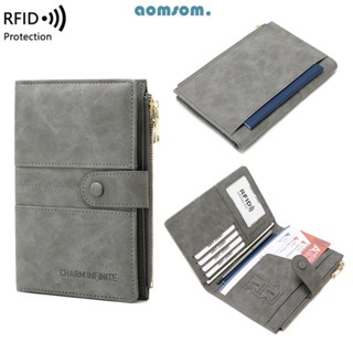 Aomsom RFID ปกหนังสือเดินทาง เดินทาง แบบพกพา ป้องกันขโมย แปรงเอกสาร จัดระเบียบ