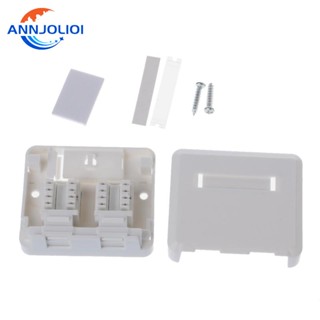 Ann แผงโทรศัพท์ RJ45 LAN พอร์ตคู่ สีขาว