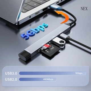 Nex ฮับ USB เป็น 5 in 1 Type C อะลูมิเนียมอัลลอย และ USB 2 0 3 0 + การ์ดรีดเดอร์ SD TF สําหรับแล็ปท็อป เดสก์ท็อป