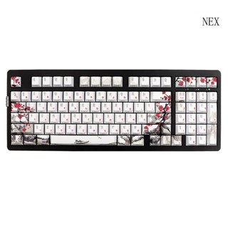 Nex ปุ่มกดคีย์บอร์ด PBT 135 รูปดอกพลัม ย้อมสี แกะสลักด้านข้าง