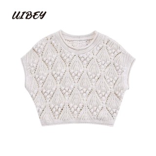 Uibey เสื้อถัก คอกลม แฟชั่น 3864