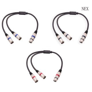 Nex ขายดี สายเคเบิลอะแดปเตอร์แยก XLR Y 3Pin XLR 1 ตัวเมีย เป็น 2 ตัวผู้ 0 5 เมตร