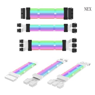 Nex ARGB สายเคเบิลอะแดปเตอร์ต่อขยาย Led 24Pin 2x8pin 3x8pin ไล่โทนสี สําหรับการ์ดจอ คอมพิวเตอร์ตั้งโต๊ะ